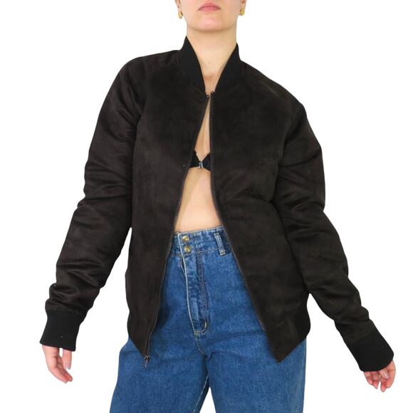 90s Decree Vintage Brown Leather Bomber Jacket Small Retro - Picture 5 of 6